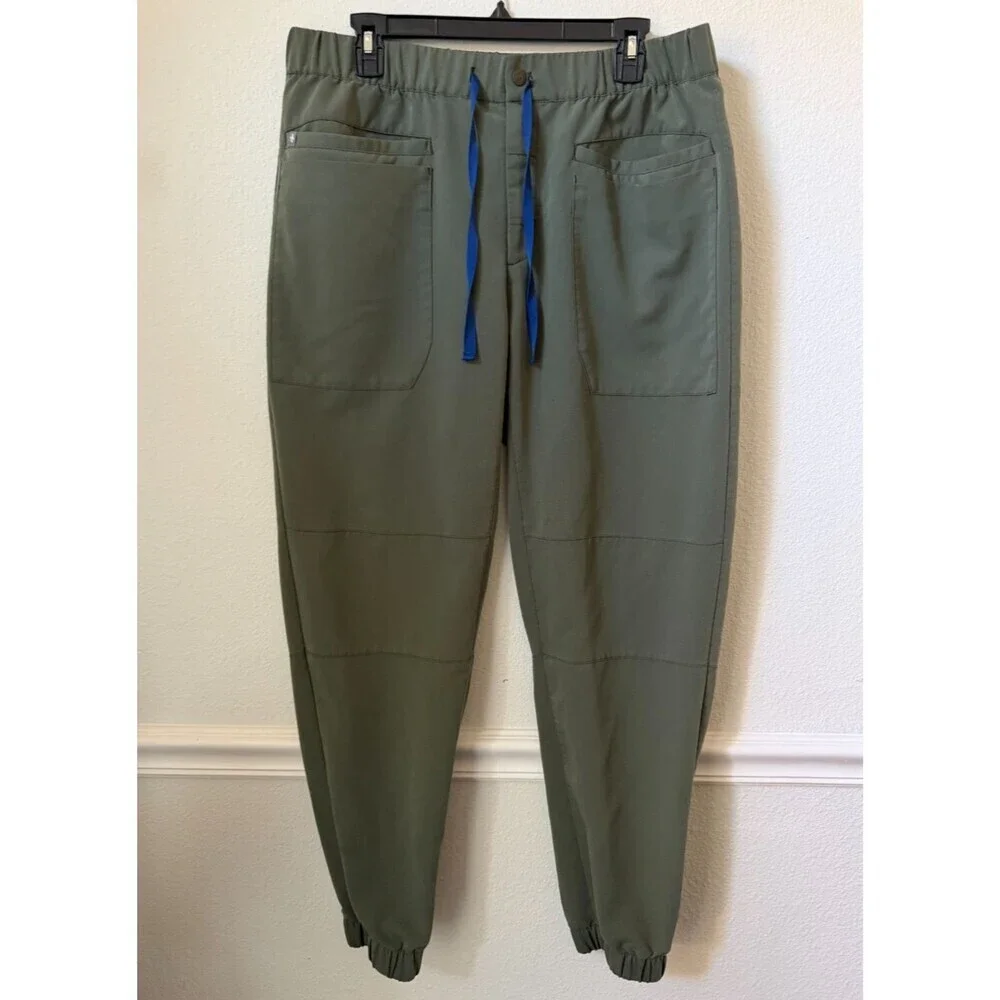 FIGS Green Jogger Scrub Pants with Button and Zipper Elastic Waistband XL